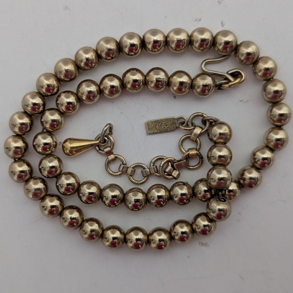 Vintage Statement/Runway Monet Gold Tone Beads Chocker Necklace - Picture 3 of 3